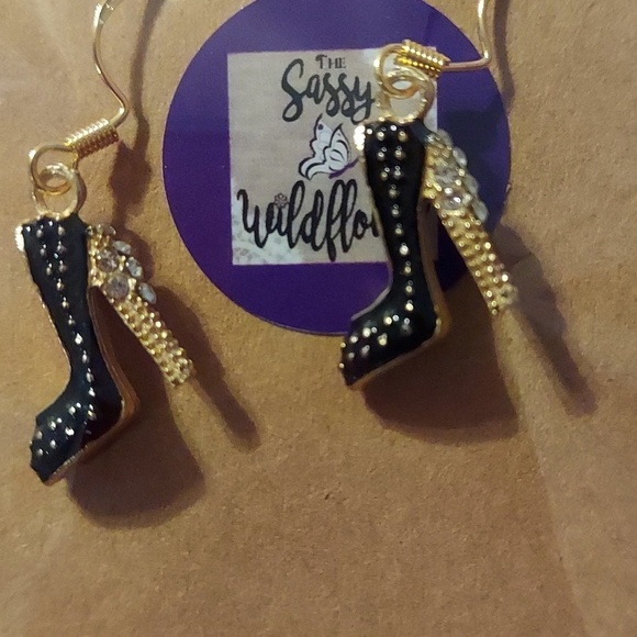 Hand Crafted Jewelry - Hand Crafted Heel Earrings (Gold Tone)